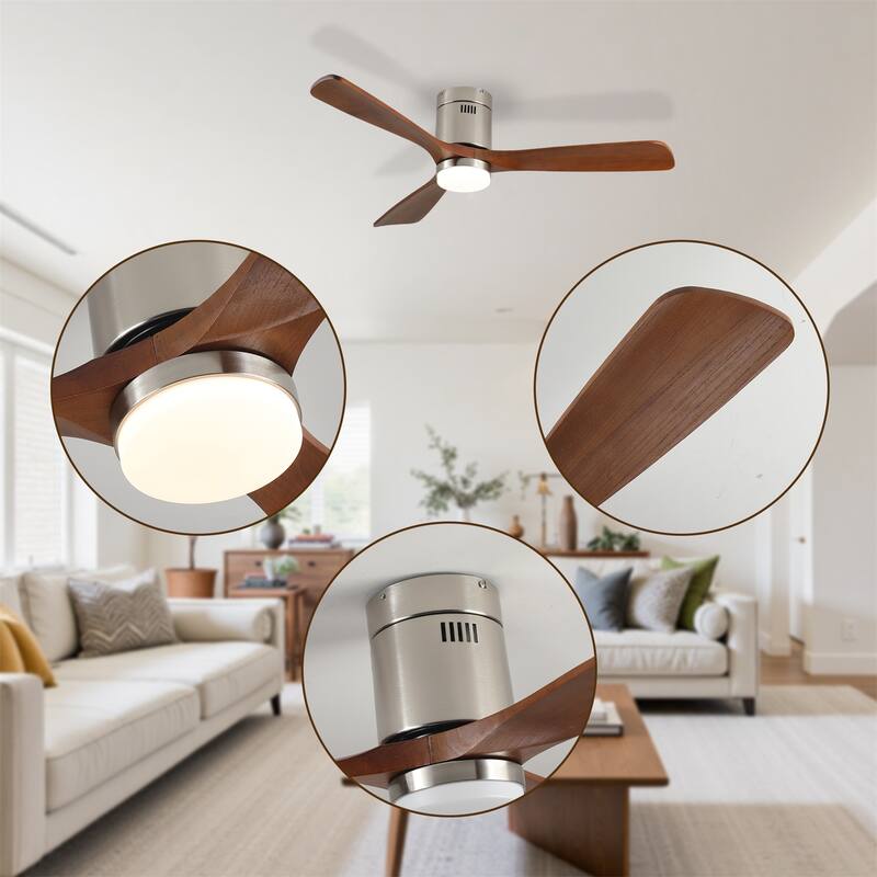 52" Ceiling Fan with Light and Remote Control, 6-speed Reversible DC Motor