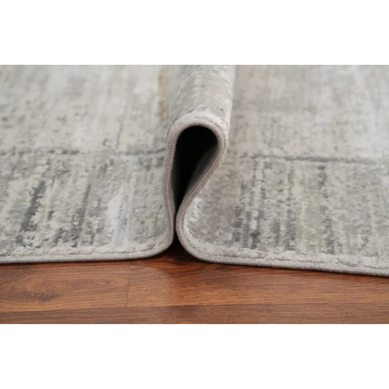 Machine Made Oriental Polyester Carpet Abstract Multi-Colored Distressed Area Rug - 7' 5'' X 5' 2''