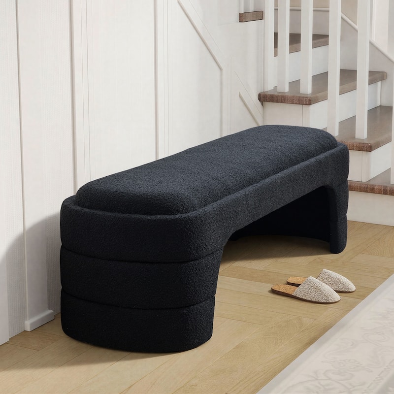 65"W Chenille Upholstered End of Bench ,Entryway Shoe Bench,FootStool Ottoman for Bedroom, Living Room