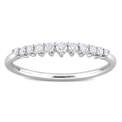Miadora 14k White Gold 1/5ct TDW Diamond Stackable Semi-Eternity Wedding Band Ring