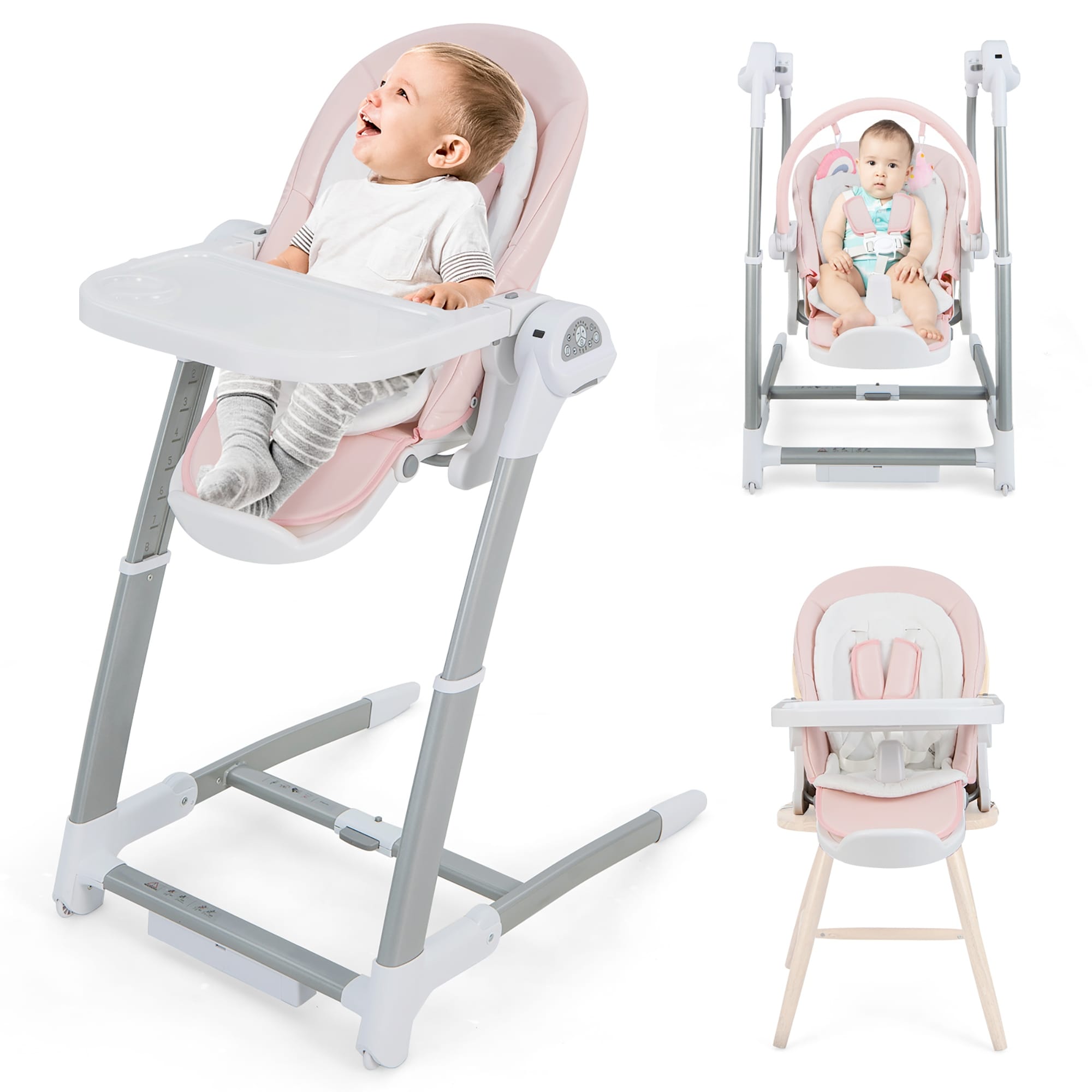 Babyjoy 3 in 1 Baby Swing High Chair with 8 Adjustable Heights Bed Bath Beyond 37188586
