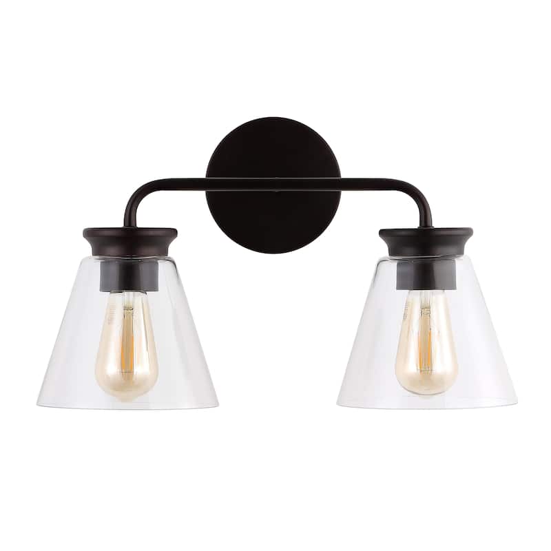 Kondo 6.38" Modern Farmhouse Iron LED Vanity, Oil Rubbed Bronze/Clear by JONATHAN Y