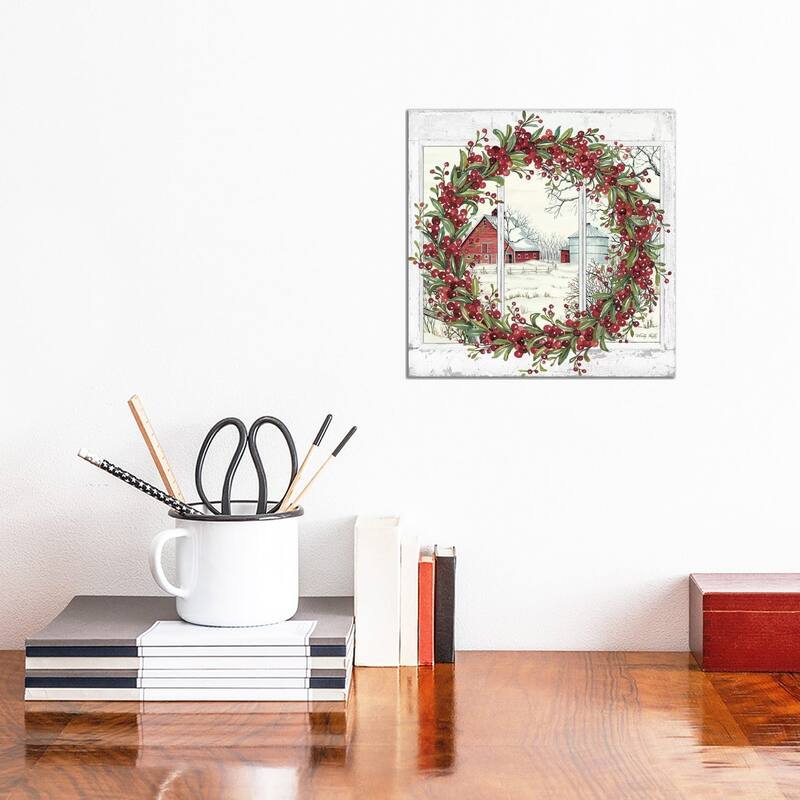 iCanvas "Winter Barn Window View I" by Cindy Jacobs Canvas Print - 12x12x0.75