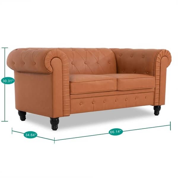 dimension image slide 2 of 6, Everett Chesterfield 3-Piece Sectional Sofa Set - Rolled Arms & Button Tufted Cushions (Available in Multiple Variations)