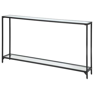 56 Inch Metal Sideboard Console Buffet Table, Mirrored Shelf, Black