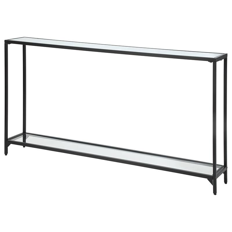 Copper Grove Metal and Tempered Glass Narrow Console Table