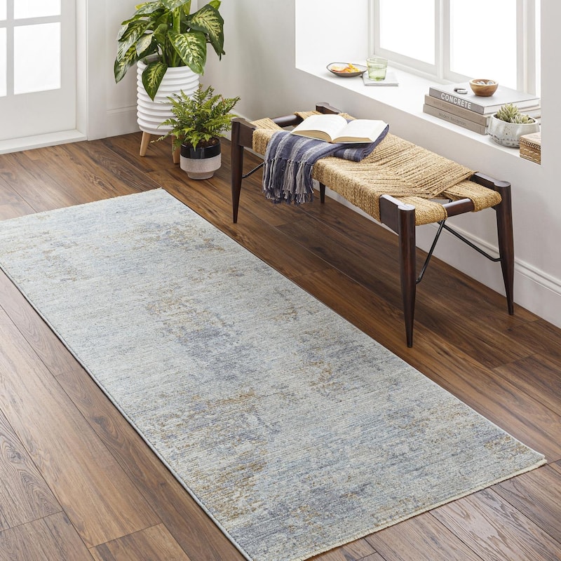Livabliss Industrial Avant Garde Abstract Area Rug - 2'7" x 10' - Grey/Brown