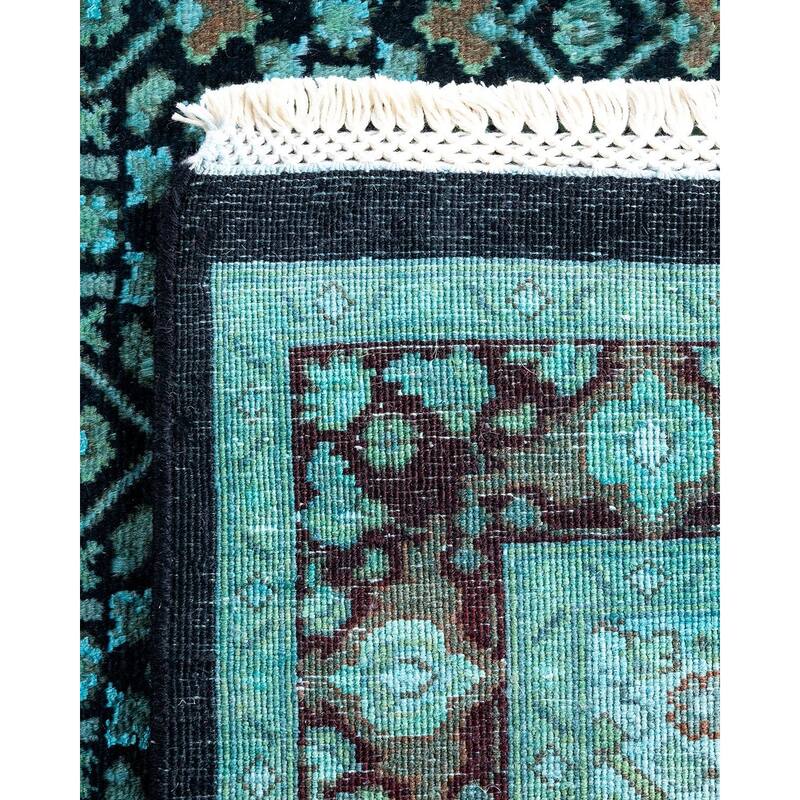 Fine Vibrance, One-of-a-Kind Hand-Knotted Runner Rug - Black, 2' 7" x 12' 2" - 2' 7" x 12' 2"