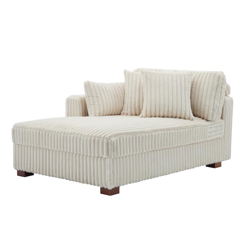 42" W Plush Corduroy Upholstered Chaise Lounge Sleeper for Living