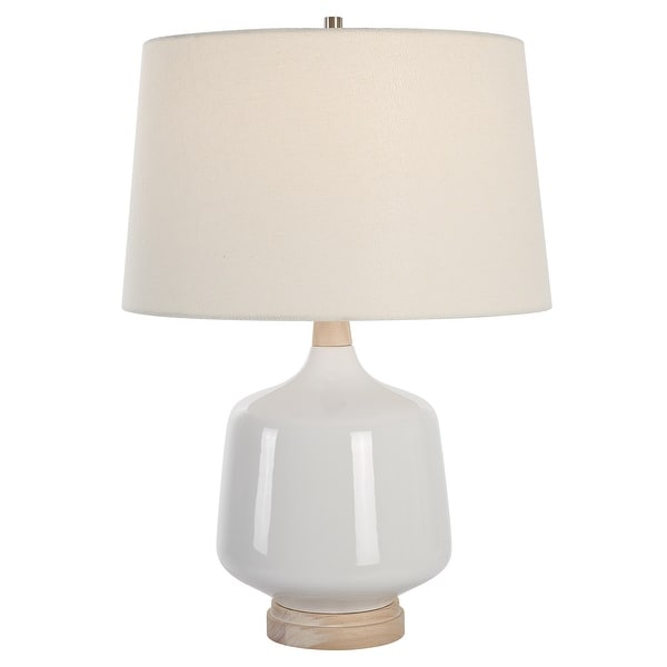 slide 2 of 7, Uttermost Opal Gloss White Table Lamp - 25"H, Shade 11"H x 17"Dia.