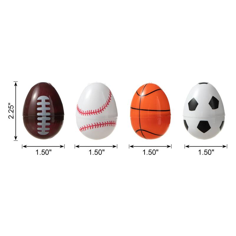 Glitzhome 48 Pack 2.25"H Easter Plastic Fillable Sports Eggs Basketball Soccer Football - 2.25"