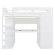 preview thumbnail 6 of 78, Twin/Full Size Loft Bed with Bulit-in Desk and Wardrobes, Solid Wood Kids Loft Bedframe with 4 Drawers and Storage Shelves