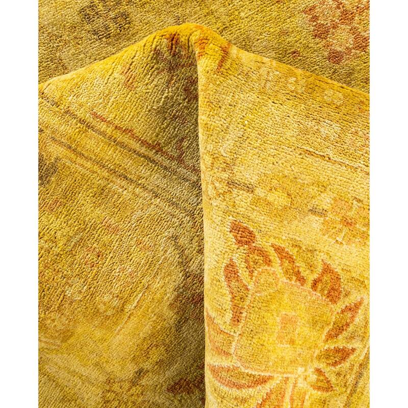 Overdyed One-of-a-Kind Hand-Knotted Area Rug - Yellow - 4' 1" x 6' 2"