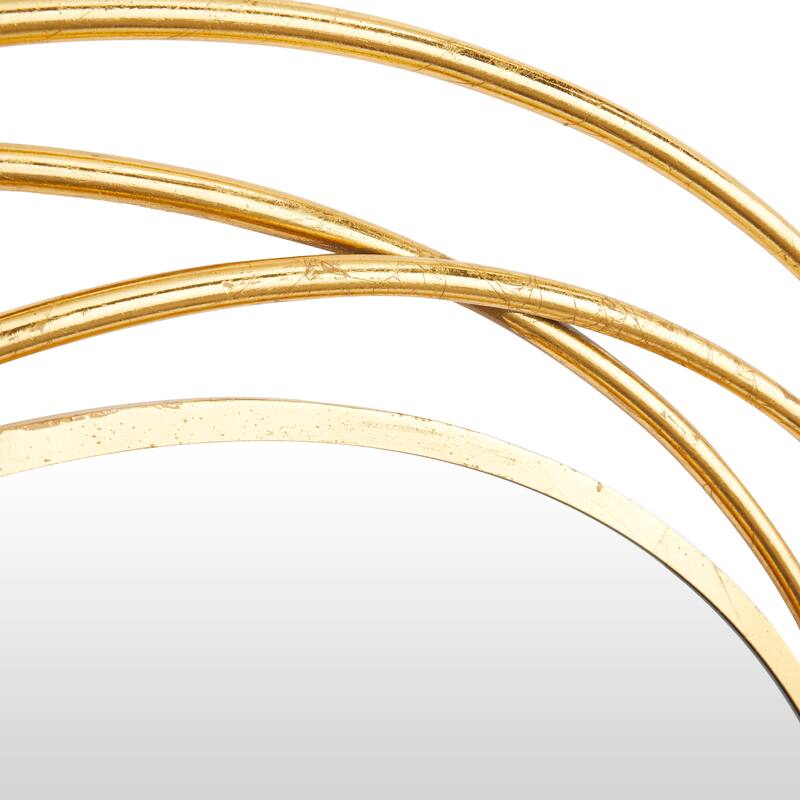 Stylish Metal Wall Mirror with Overlapping Circles and Foiled Finish - Gold or Gray