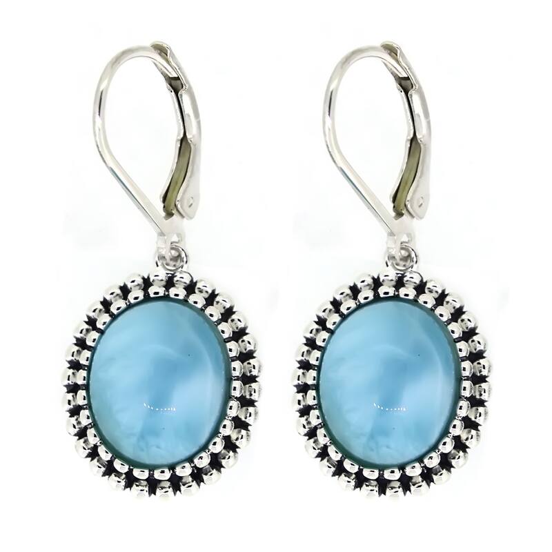 925 Sterling Silver Larimar Drop & Dangle Earrings