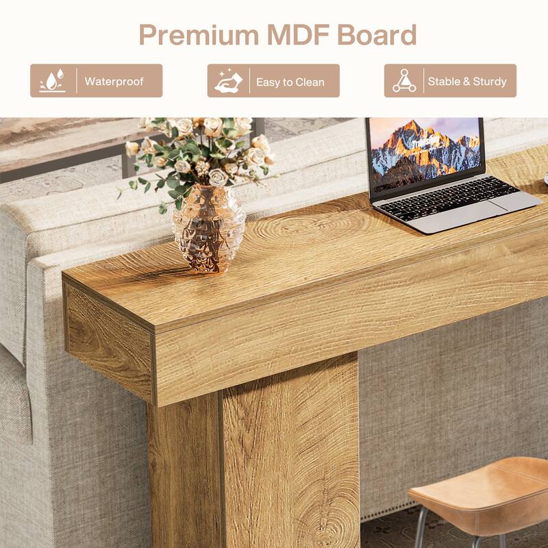 63" Long Console Table for Entryway, Industrial Farmhouse Wooden Sofa Table