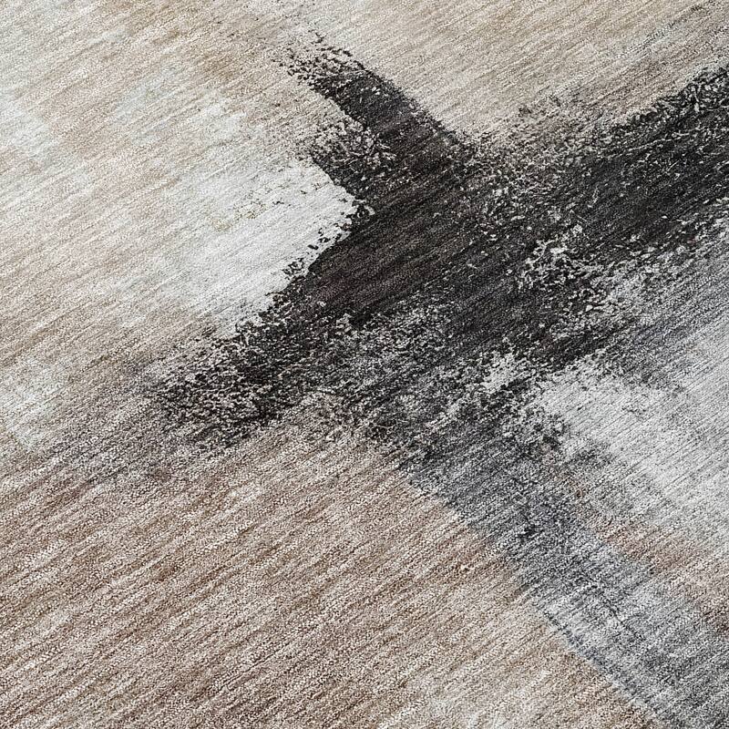 Machine Washable Indoor/ Outdoor Contemporary Abstract Chantille Rug