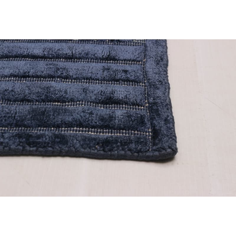 ECARPETGALLERY Hand Loomed Kashkuli Gabbeh Navy Viscose Rug - 5'7 x 7'10