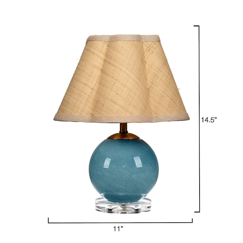 Jamie Young Dottie Blown Glass Table Lamp with Raffia Shade