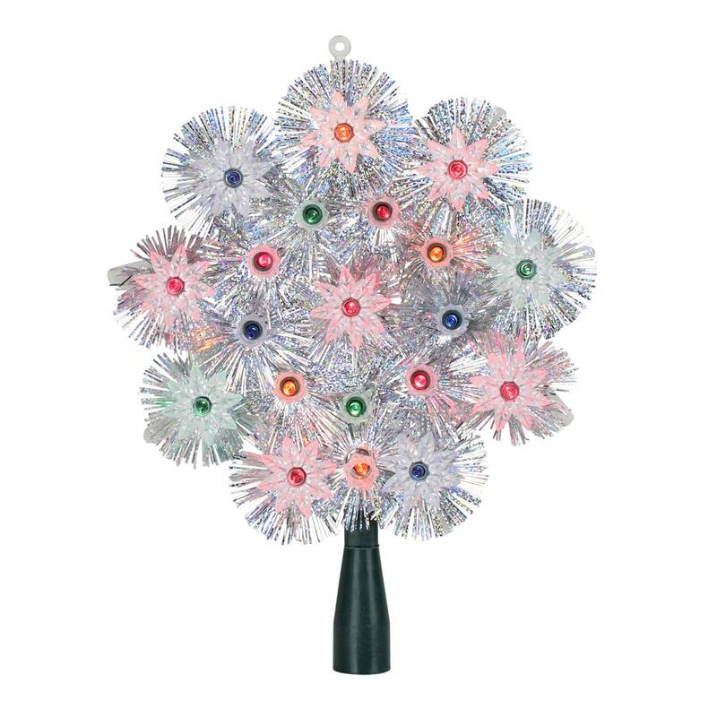 8" Pre-Lit Silver Retro Starburst Christmas Tree Topper - Multicolor Lights - 8