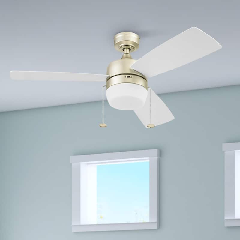 44" Honeywell Barcadero Matte Black Contemporary Indoor LED Ceiling Fan with Light, Pull Chain