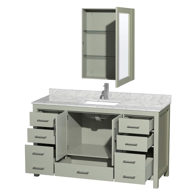 Wyndham Collection Sheffield Single Vanity Set, Medicine Cabinet