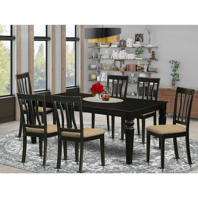 Boho Dining Table Set - Modern Kitchen Table with 8 Chairs - Black Finish - HomeStock