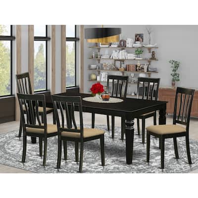 Boho Dining Table Set - Modern Kitchen Table with 8 Chairs - Black Finish - HomeStock