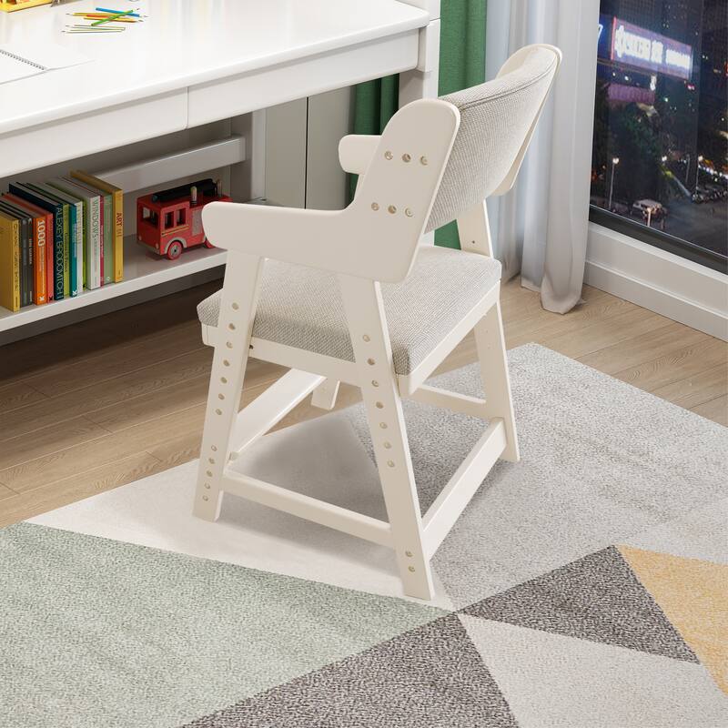 Kid's Chair, Lift Adjustable Backrest Chair, Children's Sitting Posture Correction Solid Wood Writing Study Chair