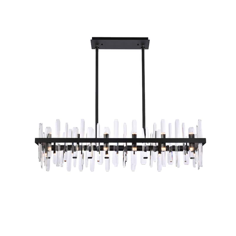 Indigo Home 42 inch crystal rectangle chandelier - Black