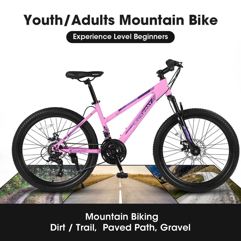 Pink Mountain Bike Hardtail Design Bike for Teenagers Girls Women