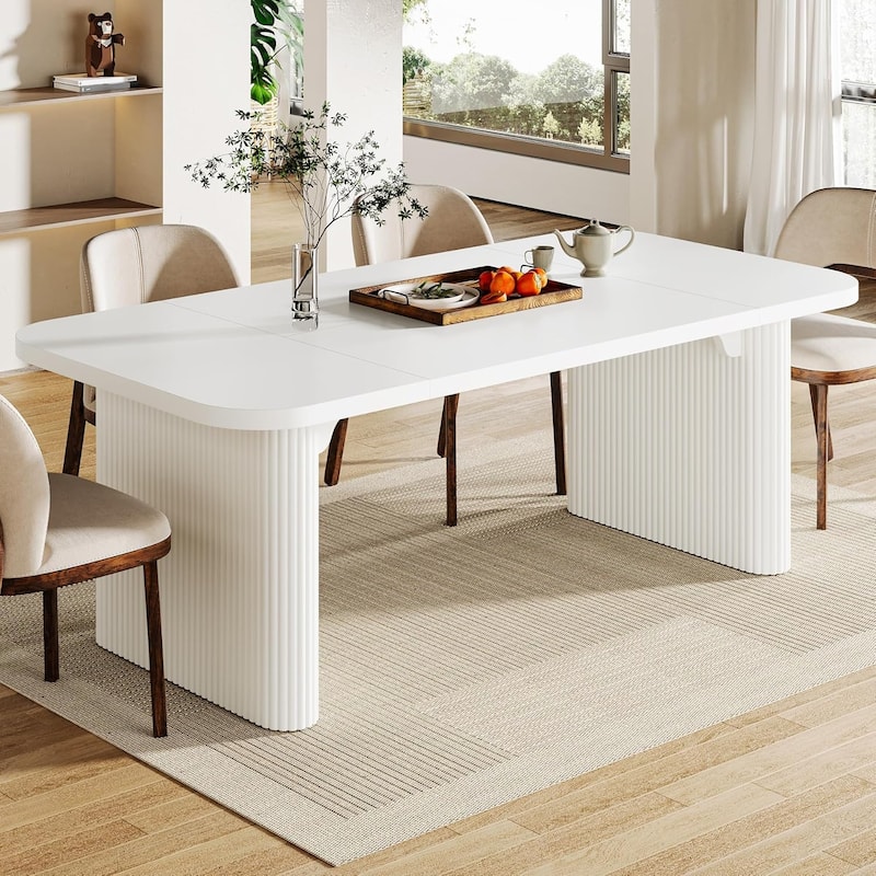 62-Inch Wood Dining Table for 4-6 People Modern Rectangular Kitchen Table for Dining Room Living Room