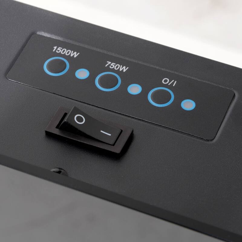 161-400 Sq Ft Black Wall-Mount Heater with Tempered Glass Dual Heat Settings and Adjustable Flame Colors