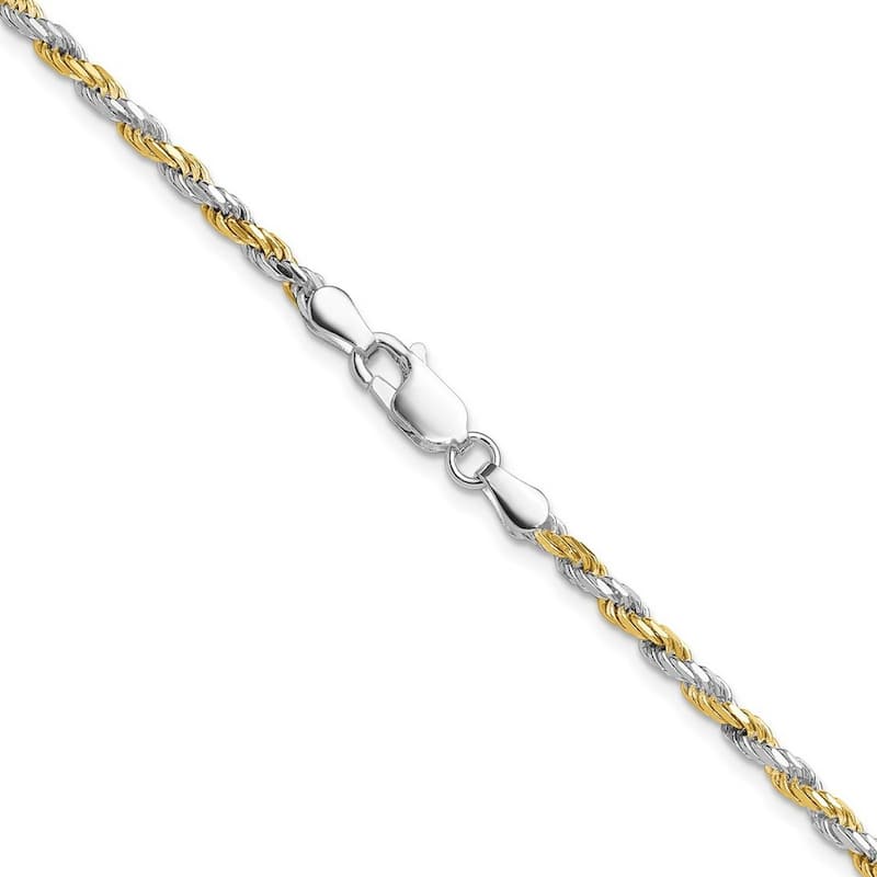 Curata 925 Sterling Silver Yellow Gold Plated 2.5mm Rope Chain Necklace