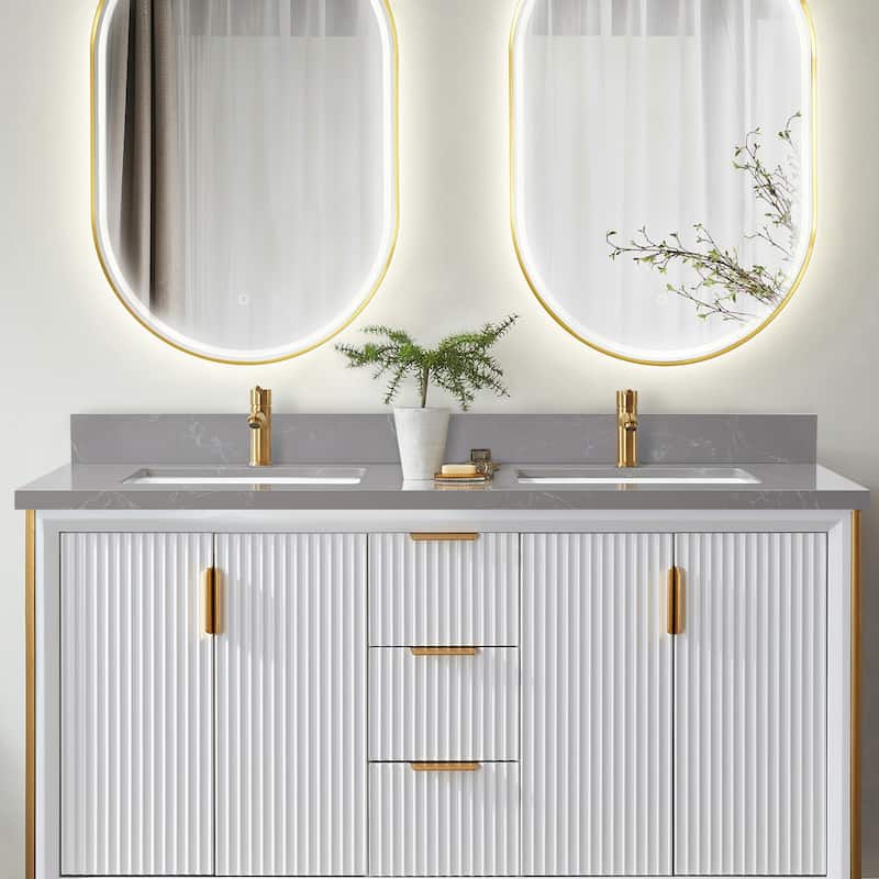 Malaga Composite Stone Vanity Top with White Rectangular Sink