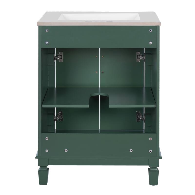 24" Bathroom Vanity with Top Sink, Modern Bathroom Storage Cabinet with 2 Soft-Closing Doors