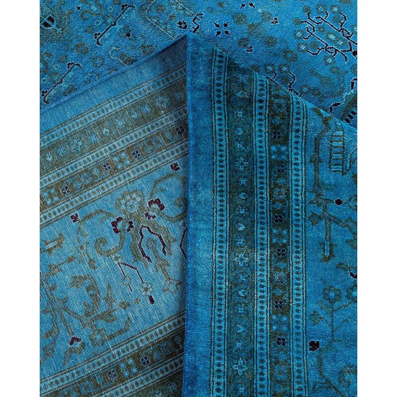 Fine Vibrance One-of-a-Kind Hand-Knotted Area Rug - Blue, 9' 0" x 11' 7" - 9' 0" x 11' 7"