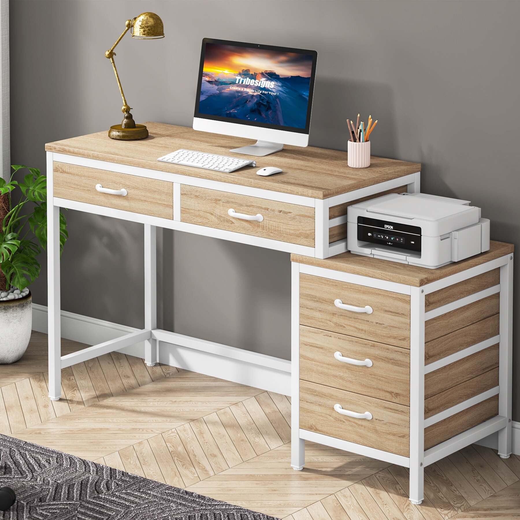 5 drawer white desk cheap