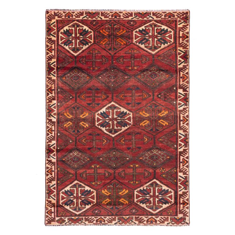 ECARPETGALLERY Hand-knotted Melis Vintage Red Wool Rug - 5'3 x 7'7