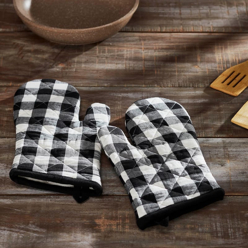 Annie Buffalo Check Oven Mitt Set of 2 - Black