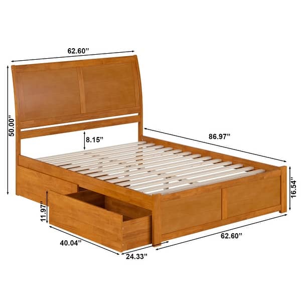 dimension image slide 3 of 8, Portland Platform Bed with Footboard and Storage Drawers