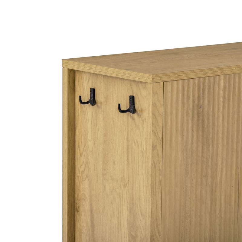 Modern Storage Cabinet, Stripe MDF Sideboard with Aluminum Handles