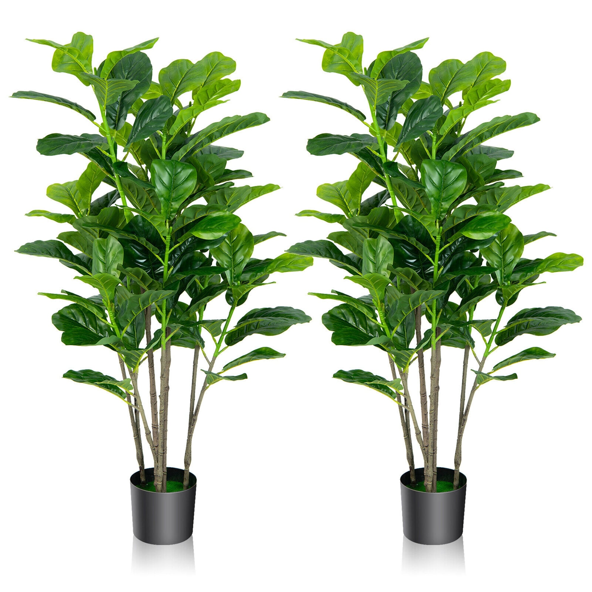 Gymax 51''Artificial Tree 2-Pack Artificial Fiddle Leaf Fig Tree for