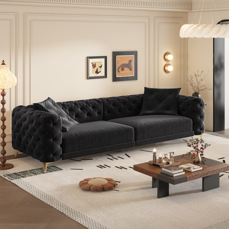 GDFStudio - Velvet 97.7" 3-in-1 Convertible Sleeper Sofa with Pull-Out Bed