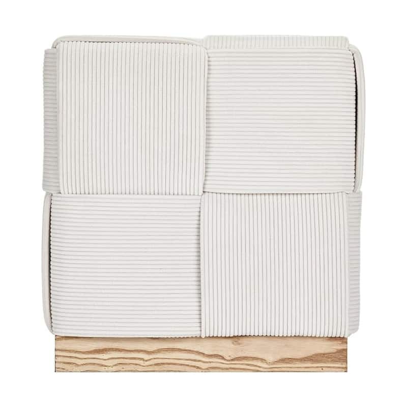 Esme Checker Weave Corduroy Accent Stool with Soft Fabric