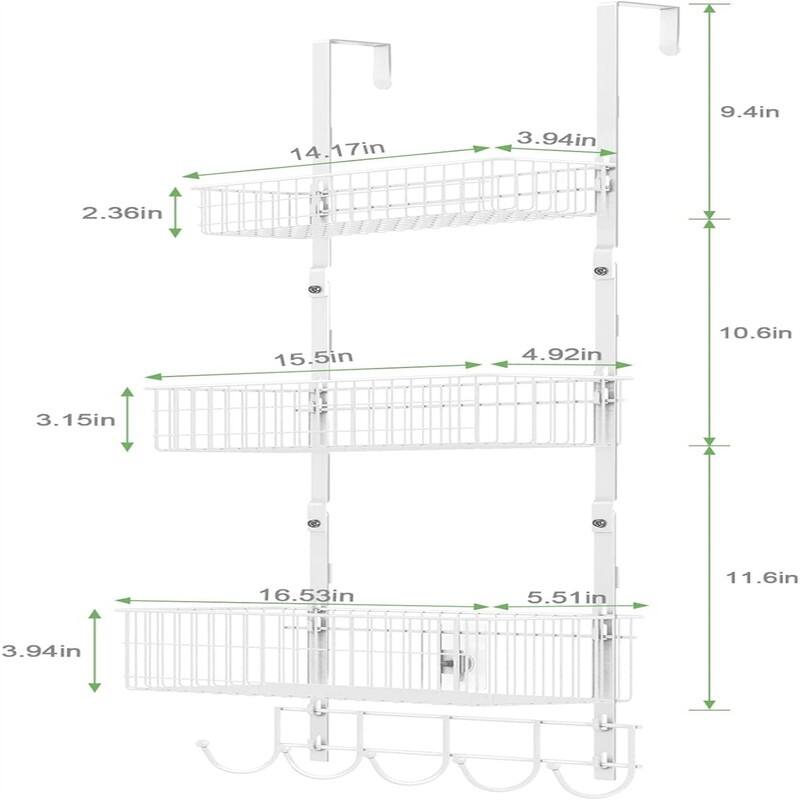 Over the Door Pantry Organizer 3 Tier Hanging Basket - 5.5"D x 16.5"W x 35.4"H