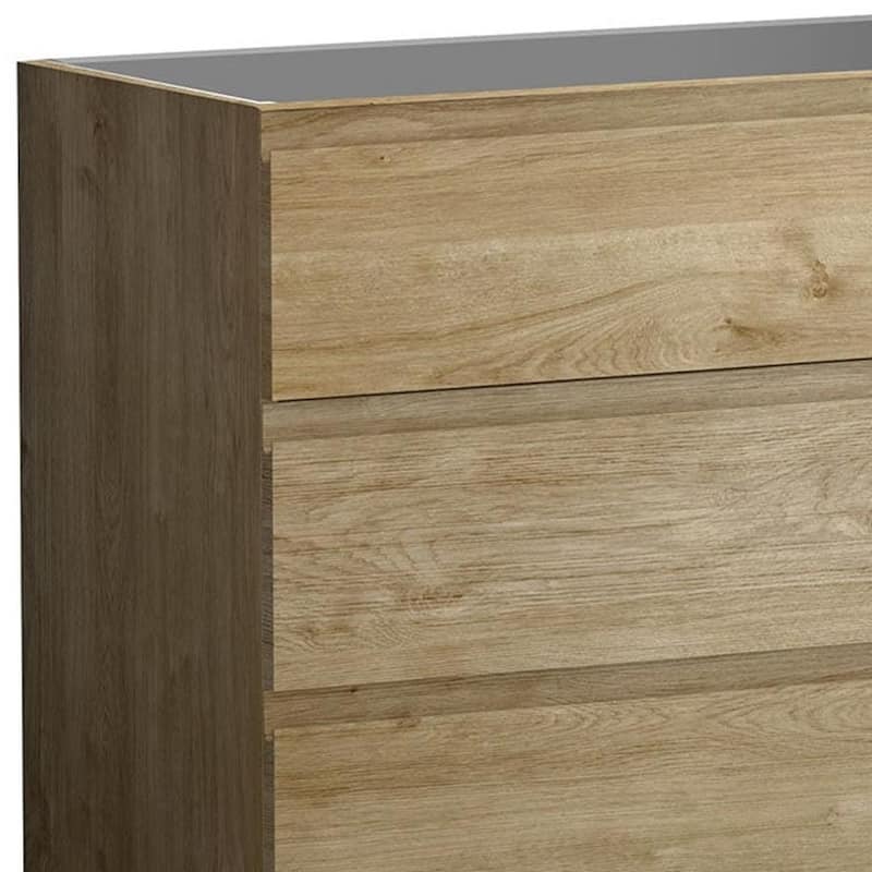 HomeRoots 40" Oak Wood Freestanding Bathroom Vanity With White Sink And Three Drawers - 40.00 in. x 39.06 in. x 18.10 in.