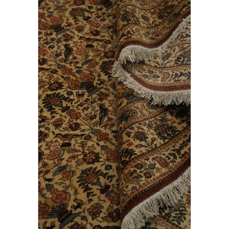 Hand Knotted Oriental 100% Wool Carpet Traditional All-Over Beige & Ivories Qum Area Rug - 10' 6'' X 8' 1''
