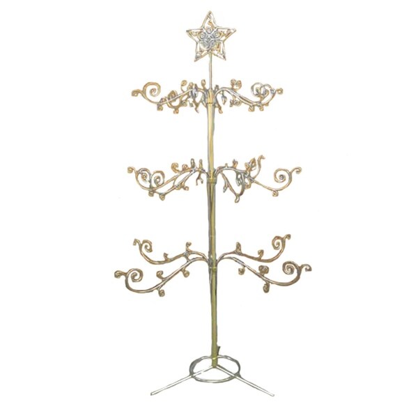 Shop 4' Gold Metal Christmas Ornament Display Tree with Star and