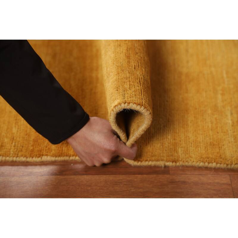 Yellow Gabbeh Modern Accent Rug Handmade Wool Carpet - 2'8" x 3'11"